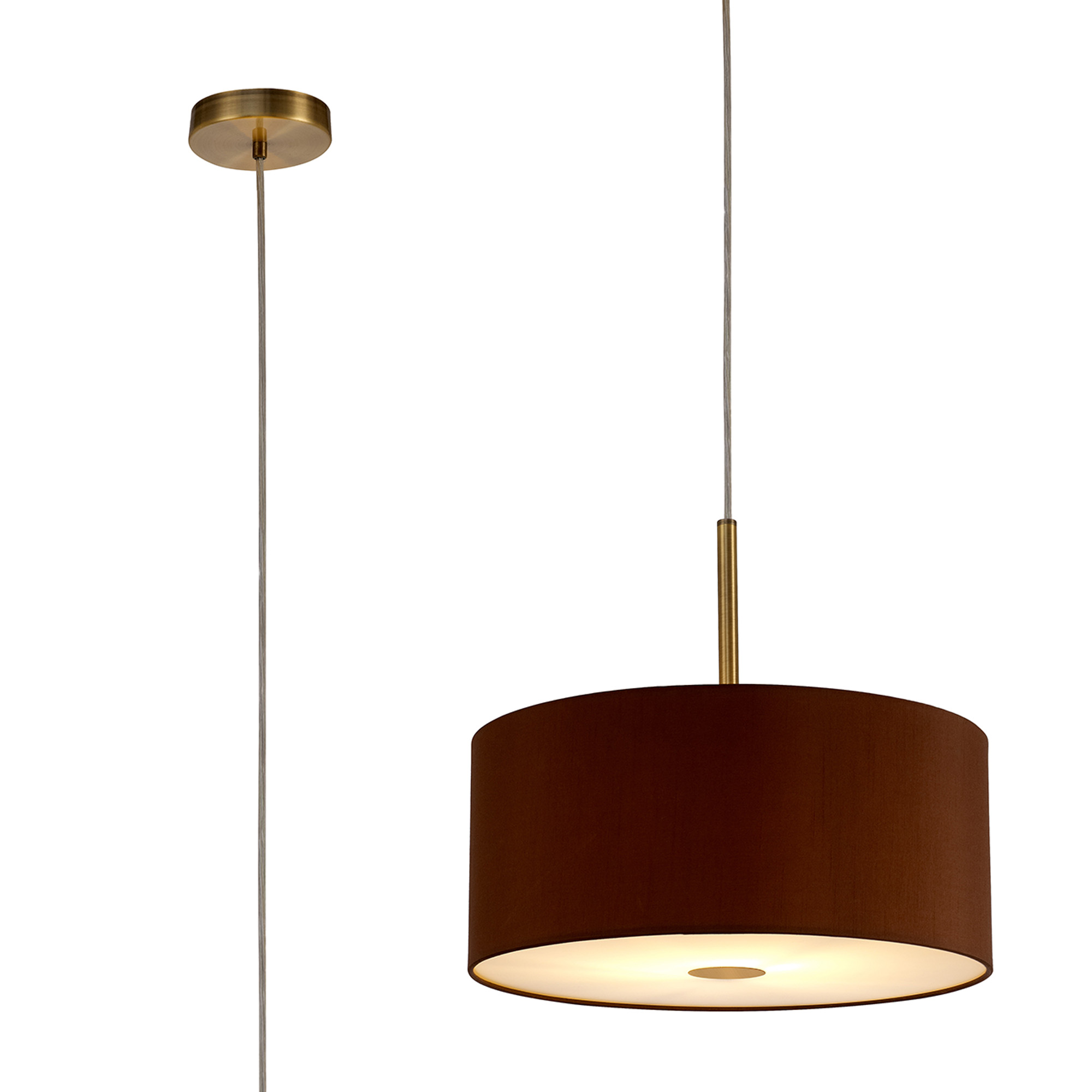DK0218  Baymont 40cm Pendant 1 Light Antique Brass; Raw Cocoa/Grecian Bronze; Frosted Diffuser